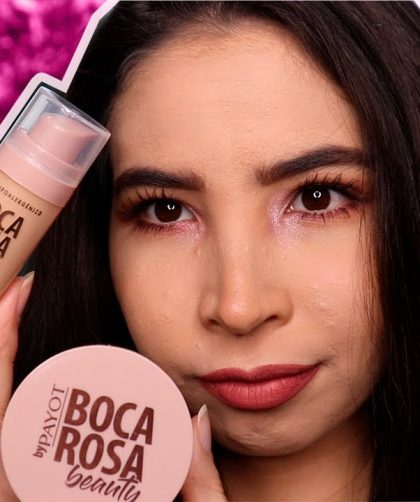 Testando Produtos Boca Rosa Beauty de pele | Pó solto e Base