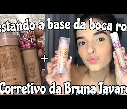 Testando a base da boca rosa e o corretivo da Bruna Tavares