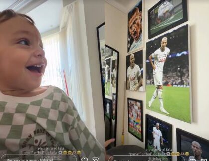Filho de Richarlison encanta ao falar “papai” ao ver foto do jogador