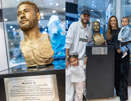 Neymar ganha busto em museu do Santos e celebra: “Pego de surpresa” Neymar ganha busto em museu do Santos e celebra: “Pego de surpresa”
