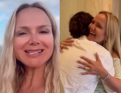 Eliana mostra emoção ao reencontrar o filho e explica motivo da distância: “Orgulhosa”