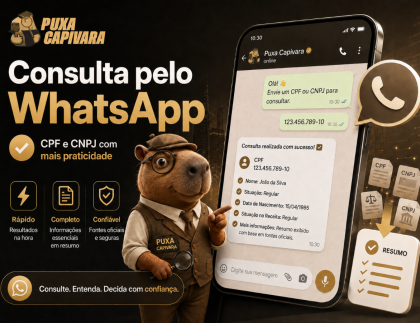 Puxa Capivara agora permite consultar CPF e CNPJ diretamente pelo WhatsApp; saiba como