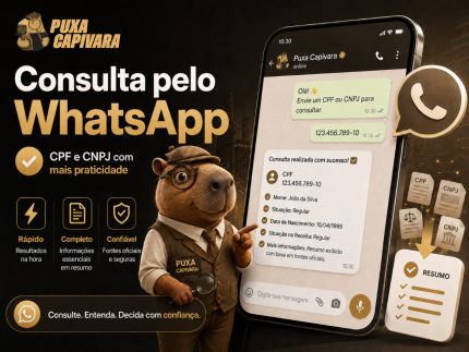 Puxa Capivara agora permite consultar CPF e CNPJ diretamente pelo WhatsApp; saiba como