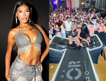 Pocah e bailarinas caem após estrutura de palco desabar durante show Pocah e bailarinas caem após estrutura de palco desabar durante show