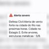 Ventos fortes no Rio: Defesa Civil emite “alerta severo” nesta quarta-feira