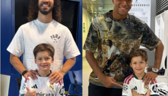 Tainá Militão leva filho com Léo Pereira para conhecer astros do Real Madrid