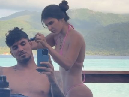 Gabriel Medina e Isabella Arantes aproveitam lua de mel na Polinésia Francesa