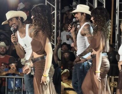 Jeninho chama Maria Rita ao palco e alimenta rumores de romance: “Cangote mais cheiroso”