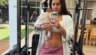 Lauana Prado posa com filho recém-nascido na academia: “Lugar preferido”