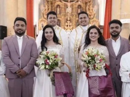 Irmãos gêmeos se casam com irmãs gêmeas em cerimônia com padres gêmeos na Índia